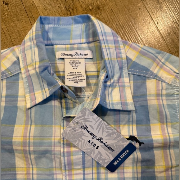 NWT Kids Blue Plaid Short Sleeve Shirt 7/8 - Picture 3 of 4